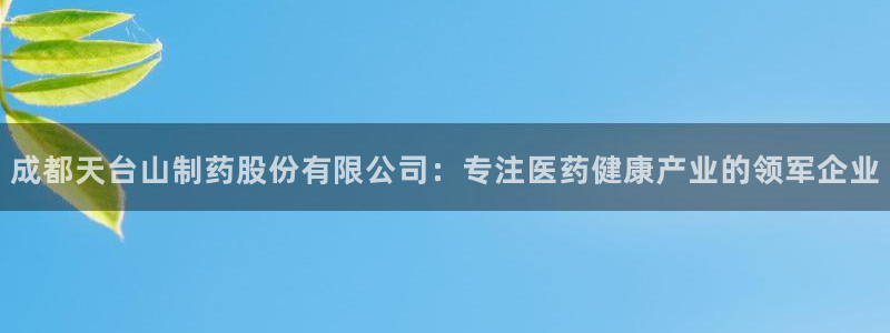 九游会老哥必备的交流社区九：成都天台山制药股份有限公司：专注医药健康产业的领军企业