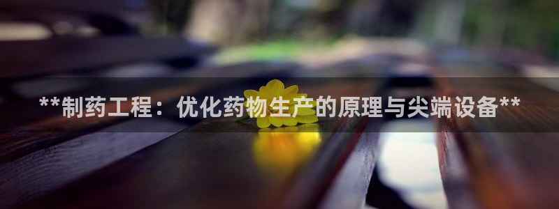 九游会老哥俱乐部官方网站：**制药工程：优化药物生产的原理与尖端设备**