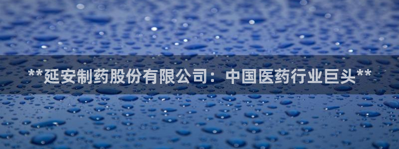 九游会老哥：**延安制药股份有限公司：中国医药行业巨头**