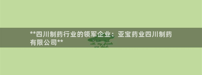 9游会老哥：**四川制药行业的领军企业：亚宝药业四川制药
有限公司**